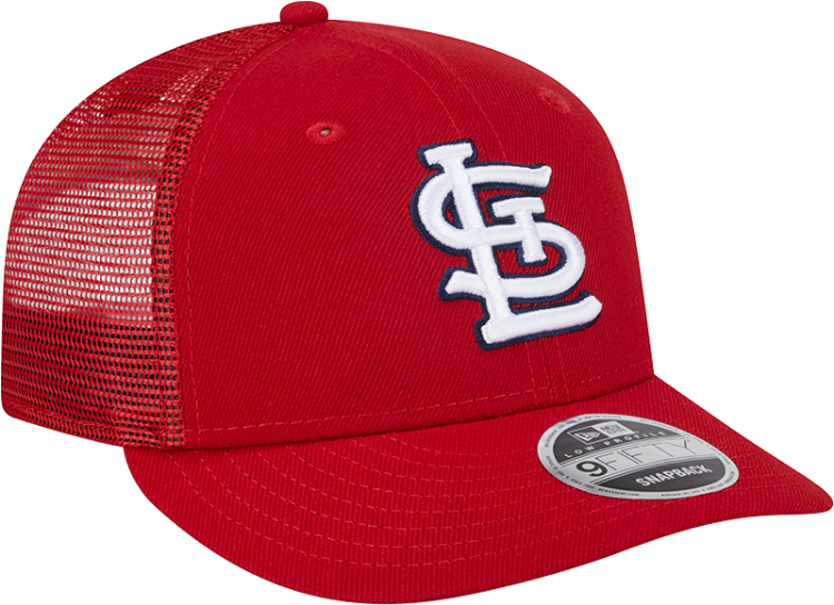 St. Louis Cardinals New Era 9FIFTY Trucker Snapback Hat – Red front view